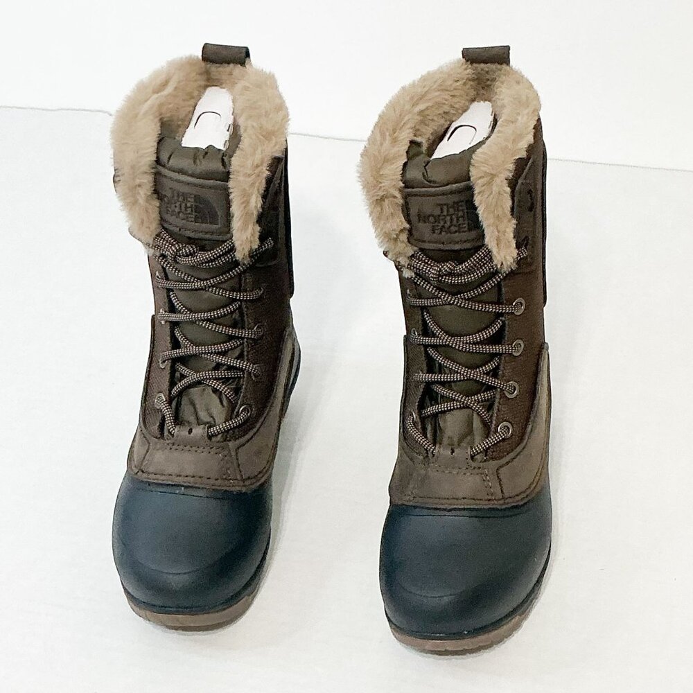The North Face NWB Sz 6 Brown Shellista IV Waterproof Leather Mid Boots - Picture 2 of 14